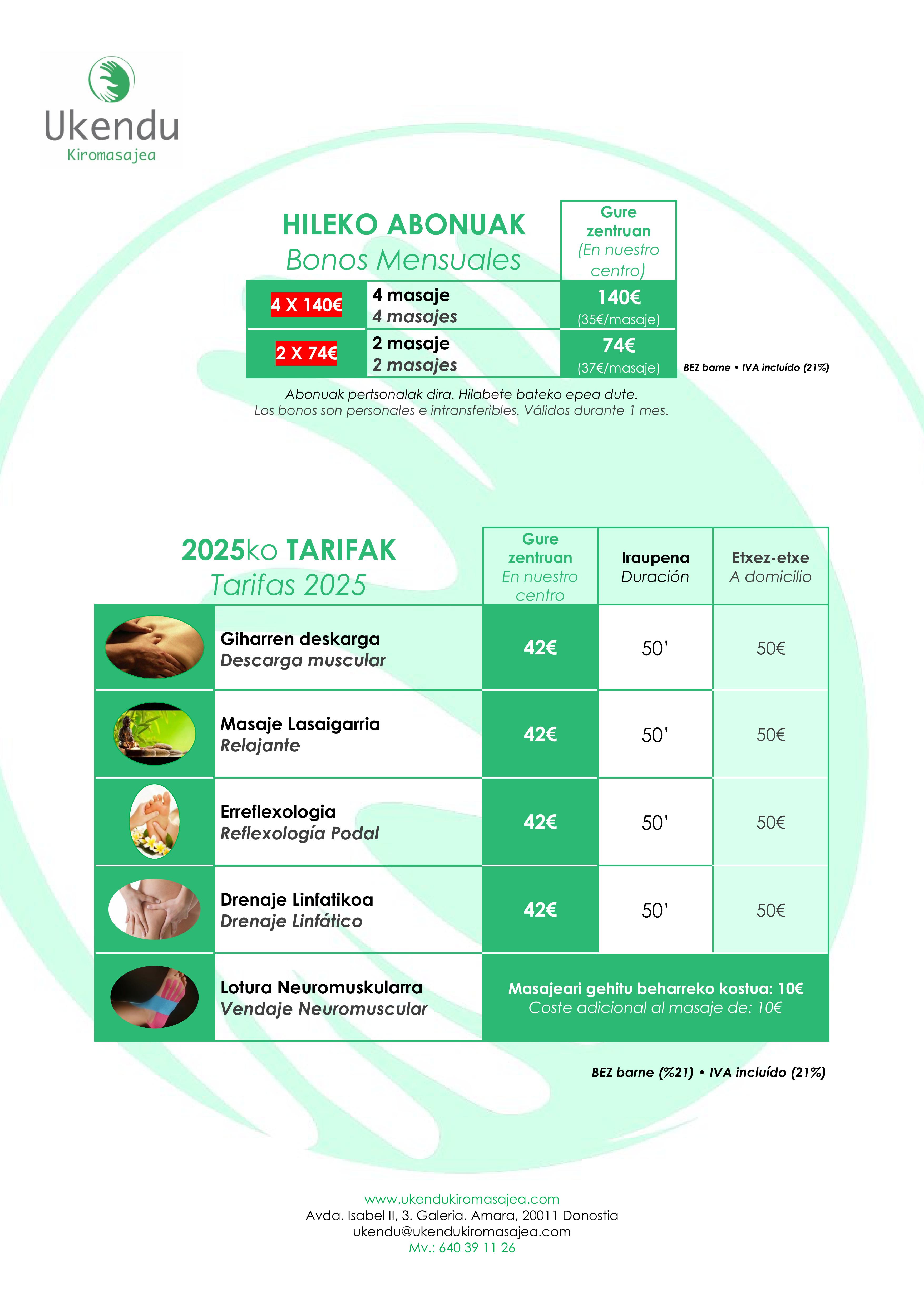Tarifak eta abonuak 2025
